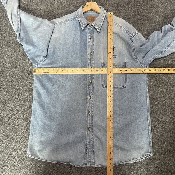Vintage Gear For Sports Denim Shirt Trans Alaska Pipeline Embroidered Logo L - Picture 6 of 7